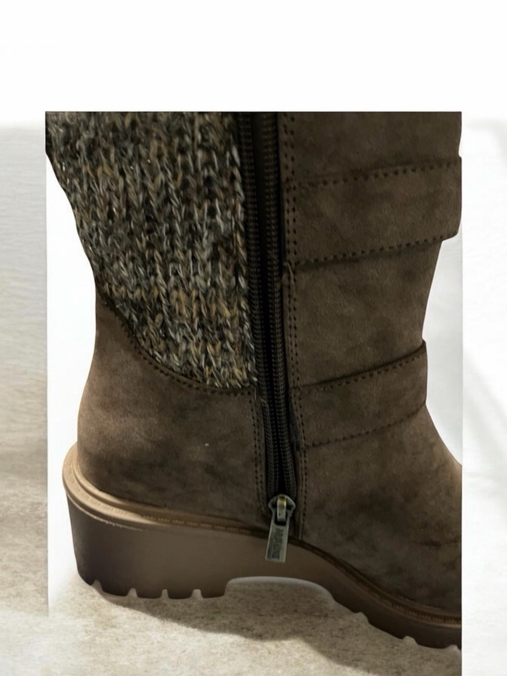 Muk Luks Brown Knit-Trim Mid-Calf Combat Boots